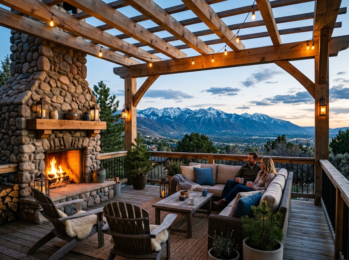 Outdoor Deck and Fireplace